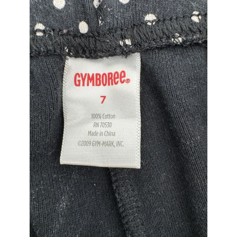 Gymboree Ribbed Knit‎ Leggings Size 7 Black White Polka Dot Cotton Pants Skinny